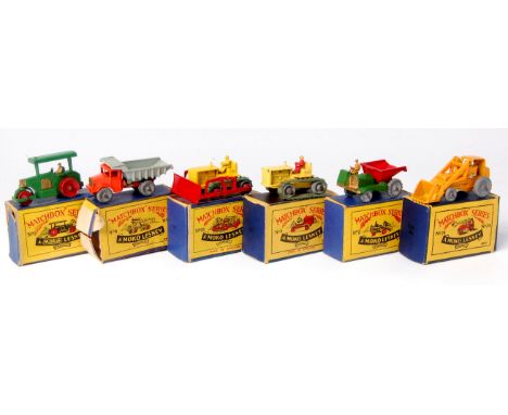 Matchbox, 1-75 series regular wheels, boxed commercial vehicle and construction group to include; No.1A Diesel road roller (G