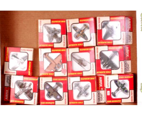 11 boxed Bachmann Airfix Super Detail Mini Planes, all in red and white window boxes, examples include P51 Mustang, Phantom F