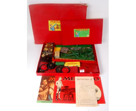 Incomplete Meccano 1950s No.5 boxed set and boxed set 5A, with instruction booklets and Meccano Guild leaflet, contents to in