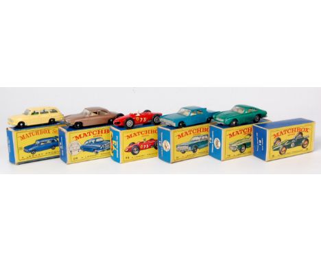 Matchbox, 1-75 series D and E type boxed group, 5 boxed examples to include; No.28 Mark Ten Jaguar (VG,BG), No.38 Vauxhall Vi
