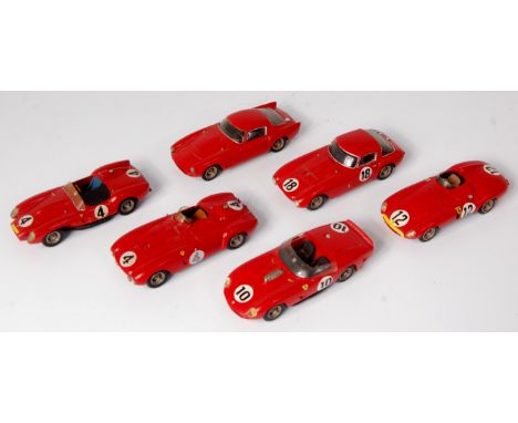 Starter kits of France, 1/43rd scale white metal and resin kit built Ferrari group, 6 examples, all finished to a good standa