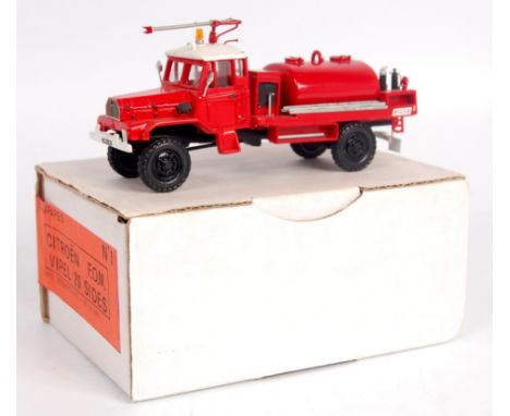 Soupapes of France, 1/50th scale white metal and resin kit built model of a Citroen FOM vipet 20 Forest fire engine, finished