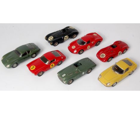 7 assorted 1/43rd scale white metal kit built racing and classic sports cars, manufacturers to include; SMTS, Luca Tameo and 