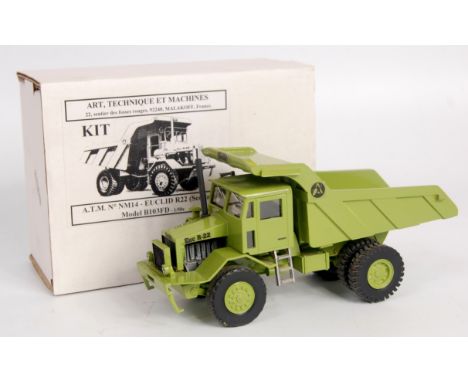 ATM, art technique machines, 1/50th scale white metal and resin kit built model of a Euclid R22 dump truck, finished in green