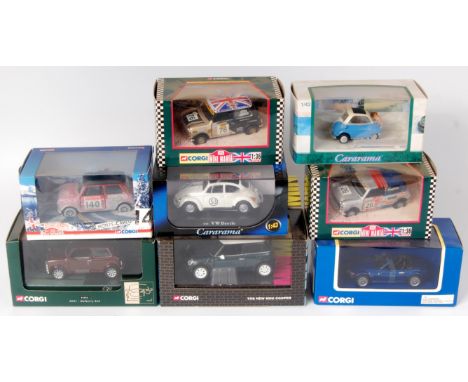 Corgi and Cararama, 1/36 and 1/43 scale diecast vehicle group comprising of Minis, Isettas and BMWs, 8 boxed examples to incl