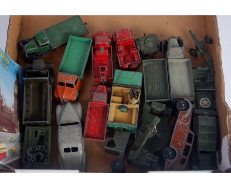 18 mixed playworn Dinky Toys to include; No.162 Light Dragon tractor, No.152B reconnaissance car, No.25Y US Army Jeep, Lincol