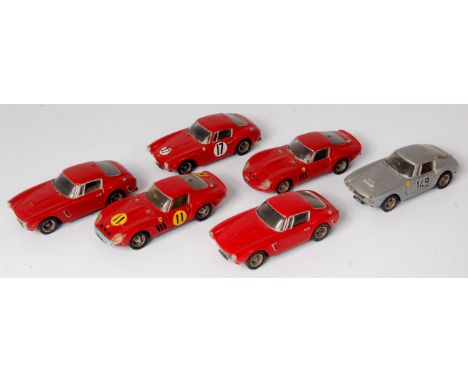 Andre Marie Ruf and Nostalgia due of France, 1/43rd scale white metal kit built Ferrari group, 6 examples, 1 with wheel missi