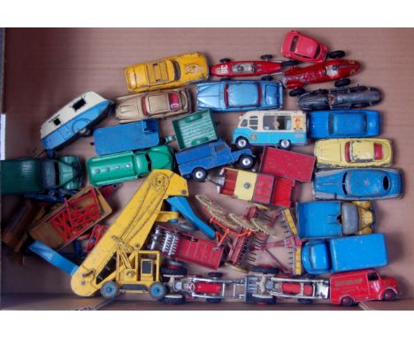 30 + mixed play worn Dinky toy, Corgi, Spot-on, Charbens and other diecast vehicles and accessories, mixed subjects, examples