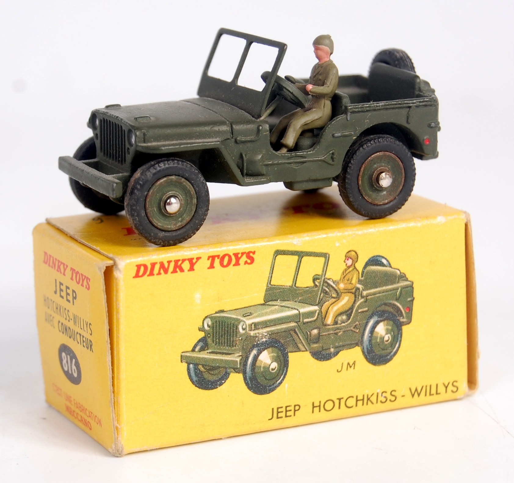 French Dinky Toys, 816 Hotchkiss Willy's Jeep, military green body with