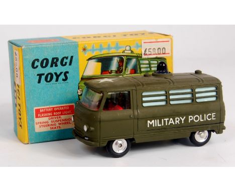 Corgi Toys, 355 US military police Commer van with flashing light, military green body with red interior and driver figure, b