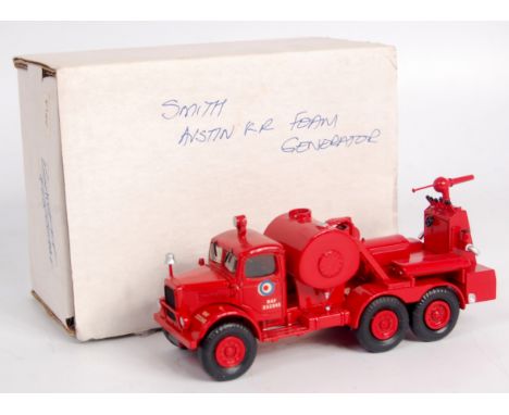 Alan Smith models, 1/50th scale resin and white kit built model of an RAF 323245 foam generator, finished in red and built to