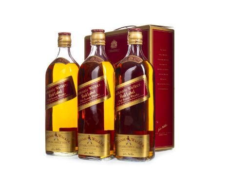 JOHNNIE WALKER RED LABEL (3) Blended Scotch Whisky 75cl, 43% volume, in carton. Three bottles.