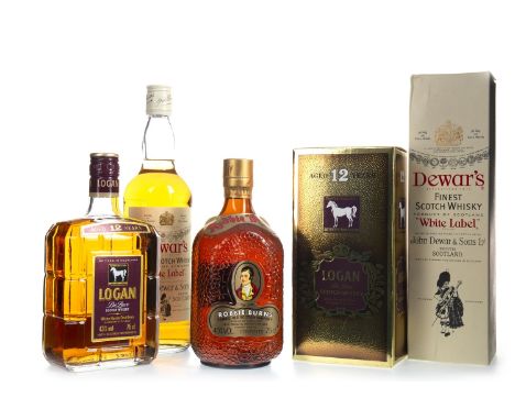 DEWAR'S WHITE LABEL Blended Scotch Whisky 75cl, 43% volume, in carton. ROBBIE BURNS Blended Scotch Whisky 75cl, 40% volume. L