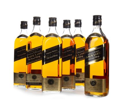 JOHNNIE WALKER BLACK LABEL AGED 12 YEARS (6) Blended Scotch Whisky 75cl, 43% volume, in carton. Six bottles.