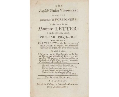 [Anon.] The English nation vindicated from the calumnies of foreigners; in answer to the Hanover letter: a late pamphlet, int