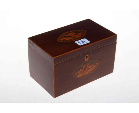 Early 19th Century shell inlaid tea caddy, 19cm across.