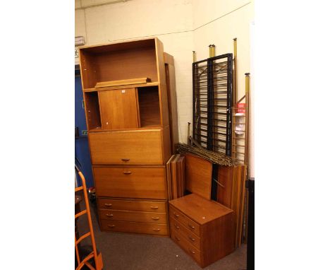 Nine teak ladder rack units, shelving and racking. (Sold as seen)