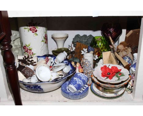 Collection of assorted china including part tea sets, figurines, stick stand, Studio pottery, etc.