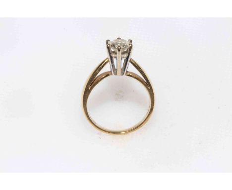 Solitaire diamond ring set in 18 carat yellow gold, stone approx 0.7ct.