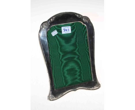 1920's stylish silver mounted easel photograph frame with embossed flower corners, Birmingham 1918, overall 27.5cm by 19cm. C