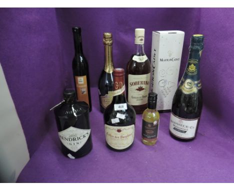 A selection of mixed alcohol including Hendrick's Gin 70CL, Roche Lacour Sparkling Wine 1998 750ML, Soberano Brandy 100CL, Mo