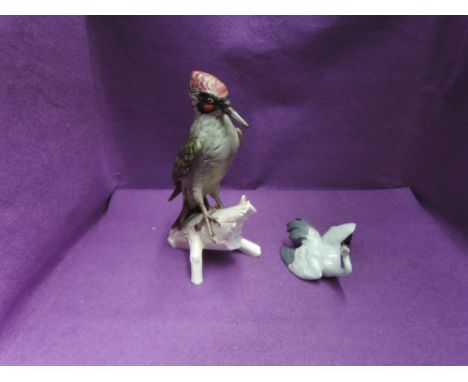 A Goebel study, Green Woodpecker and a Lladro study, Crane 1599