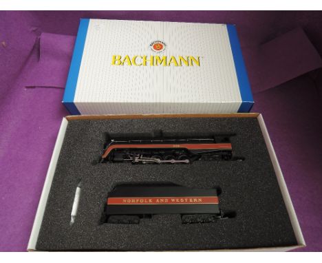 A Bachmann HO scale Norfolk and Western 4-8-4 steam loco &amp; tender 608, boxed 11315