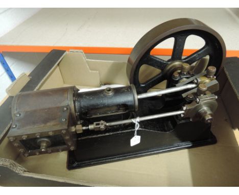 A very well engineered Stuart Turner style horizontal steam engine with single cylinder and 10 inch flywheel, overall length 