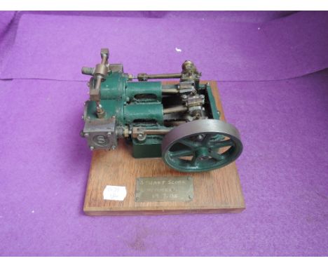 A Stuart Turner model of a ‘Score’ twin cylinder horizontal live steam mill engine,  open crank, trunk guides to cylinders ha