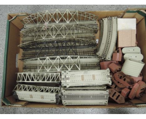 A Marklin HO scale Lattice Bridge set having four viaducts, four connecting bridge sections, four curved bridge sections, eig