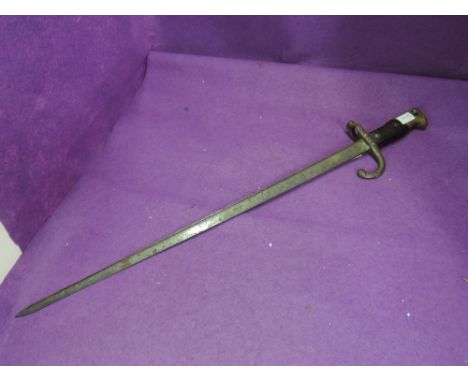 A French Bayonet for the Gras Rifle model 1874, 1878 on blade, no scabbard