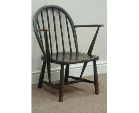 Ercol 'Windsor' stick and hoop back armchair   Condition Report   Click here for further images, condition, auction times & d