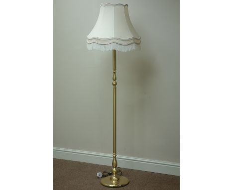 Burnished brass finish standard lamp, H160cm  (This item is PAT tested - 5 day warranty from date of sale)   Condition Report