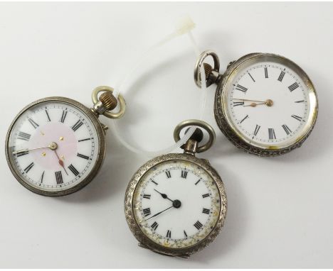 Three early 20th century small continental silver and enamel pocket watches hallmarked, stamped 800 or 935 WATCHES - as we ar
