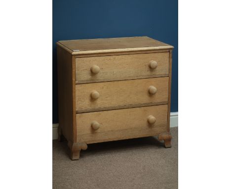 Early 20th century light oak three drawer chest, W73cm, H74cm, D42cm   Condition Report   Click here for further images, cond