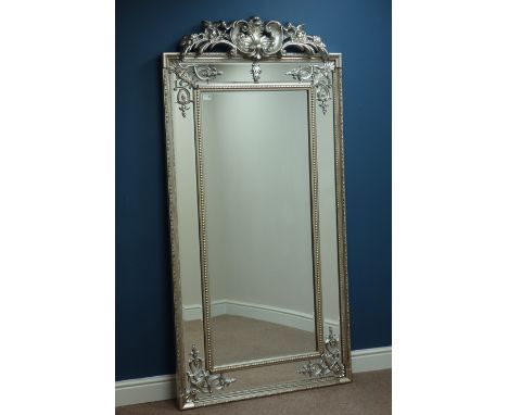 Large rectangular French style wall mirror in carved gilt cushion frame, 92cm x 184cm   Condition Report   Click here for fur