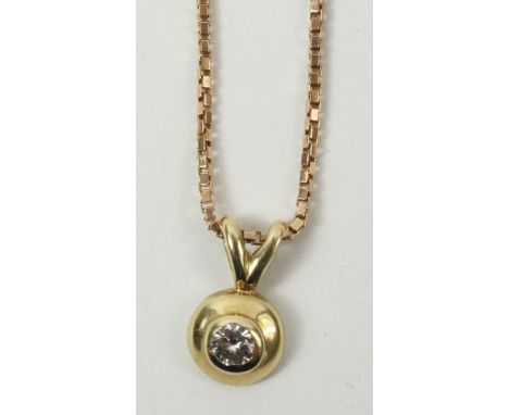 Diamond pendant on hallmarked 9ct gold box chain necklace   Condition Report   Click here for further images, condition, auct