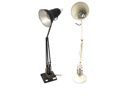 A vintage Herbert Terry anglepoise lamp and another. The first being black painted, on two tier base