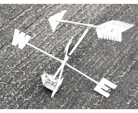 A 20th century white painted metal weather vane. With arrow finial, 55cm high