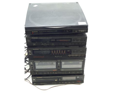 A Technics Hi-fi system. Comprising a turntable SL-JS16R, stereo tuner ST-X33L, Amplifier SU-X33, cassette deck RS-X33W and a