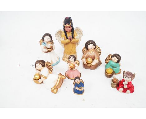 Collection of eight vintage Thun Bozner ceramic Angel figurines