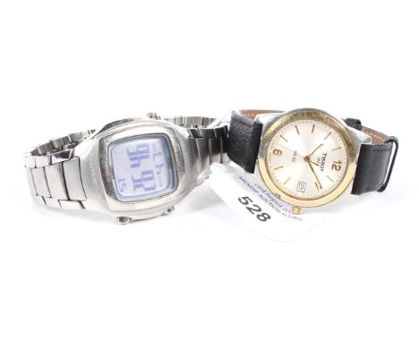 Two vintage gentleman's wristwatches. Comprising a Tissot PR50 with a black leather strap and a Casio Ediface