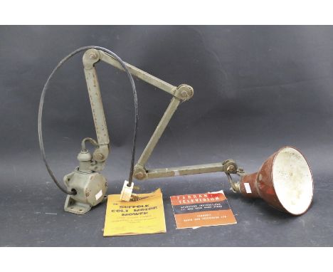 A vintage workbench anglepoise lamp with brown shade. Height circa 110cm