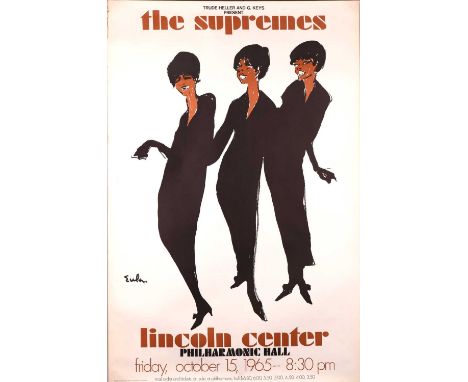 The Supremes: an original concert poster, for the Lincoln Center Philarmonic Hall, October 15th 1965, designed by Joe Elua, 9