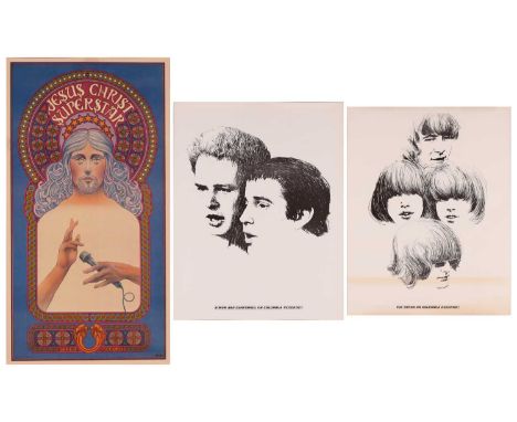 Simon and Garfunkel: an original black and white promotional poster, 'On Columbia Records', 57 cm x 44 cm, together with anot