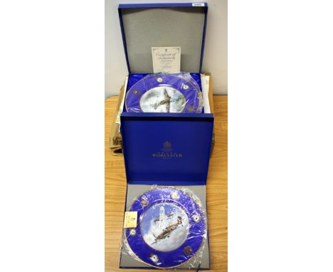 Two boxed Royal Worcester limited edition fighter aircraft collectors plates.