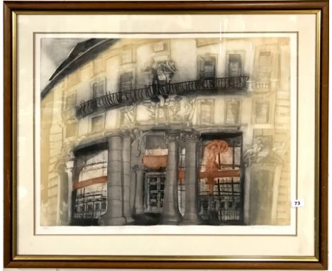 Alison Neville, pencil signed limited edition 62/100 lithograph of Clement House, Aldwych London, 97 x 79cm.