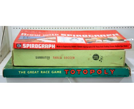 A vintage Totoploy game, Subbuteo and Spirograph.