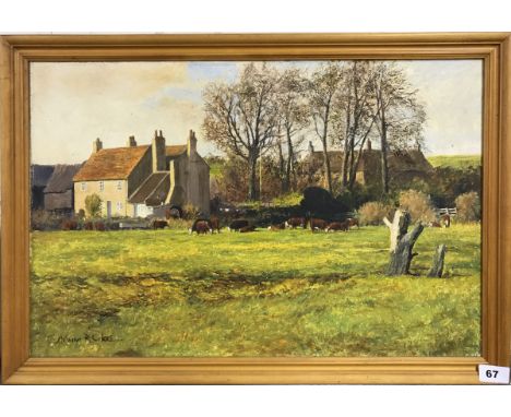 Norman R Coker, framed oil on canvas rural scene, 67 x 46cm.