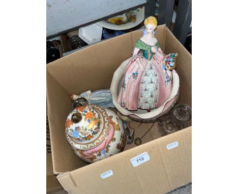 A mixed lot including Royal Worcester figurine, eastern style vase, various other ceramics and glass. 